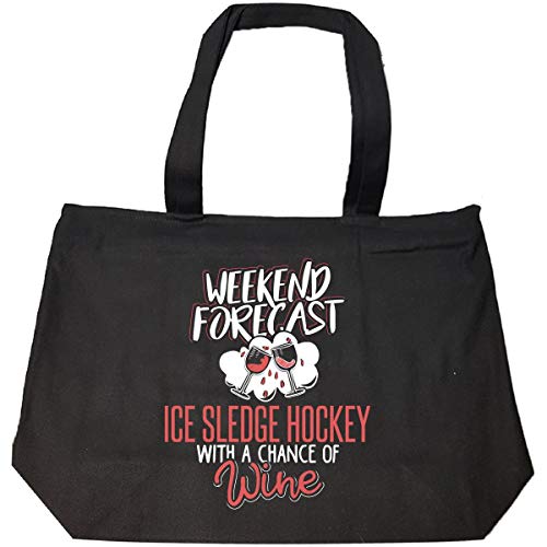 Gift For Ice Sledge Hockey Wine Lovers Weekend Forecast Present - Tote Bag With Zip