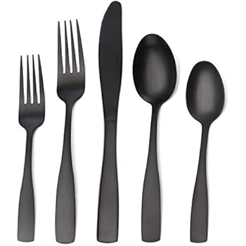 Matte Black Silverware Set, Satin Finish 20-Piece Stainless Steel Flatware set, Tableware Cutlery Set Service for 4,Utensils for Kitchens, Dishwasher Safe