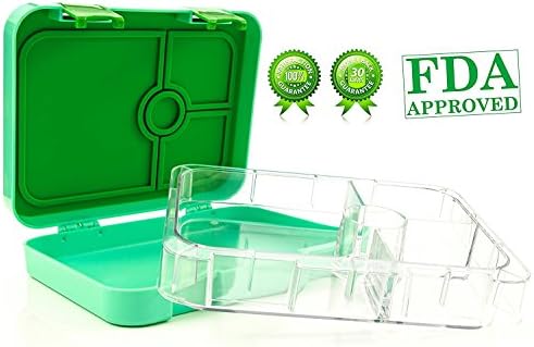 Bento Box with 4 Compartments – Enhanced & Cool Lunch Box Style Leakproof Lunch Container – Ideal Bento Boxes for Kids, Women, Men, Girls & Boys – Internal Tray For Microwave Safe, Bonus E-Book