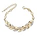 Long Way Women's Gold Plated Rhinestone Leaf Bracelet