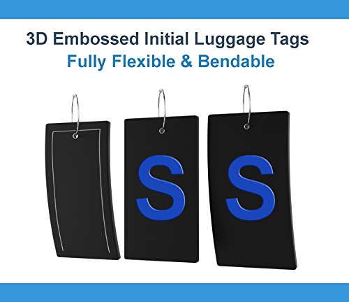 Luggage Tag Initial Bag Tag - Fully Bendable Tag w/ Stainless Steel Loop - Thumbnail 4