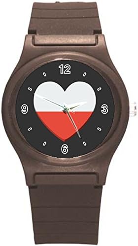 Kidozooo Boys Girls Heart Shaped Poland Flag 1 3/8" Diameter Plastic Watch