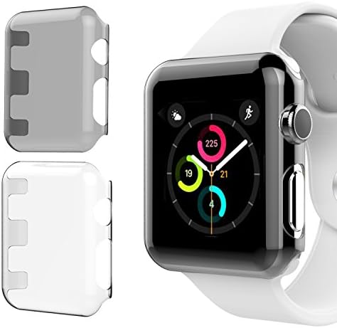 [2 Pack] Apple Watch 42mm Series 2 Case, NSR New Design Slim PC Hard Screen Protector Cover Case for iWatch Series 2 42mm - Clear/Gray