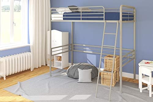 Dhp Simple Metal Loft Bed Frame Multifunctional Twin Size Gray
