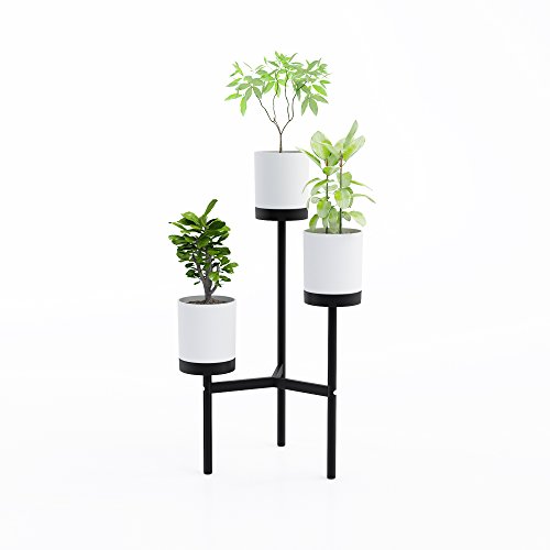 Jamesdar Trio Floor Plant Stand, Black/White