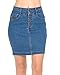 Wax Women's Juniors Denim Pencil Skirt with Exposed Button Fly and Stacked Waistband, Medium, s