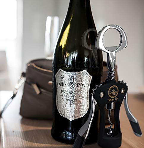 Wine Ziz Wing Corkscrew Bottle Opener with Bonus Foil Cutter | Sturdy Metal Cork Screw | Built-In Beer Cap Opener | Sleek and Stylish Accessories | Best Housewarming Kitchen Gift for Women and Men
