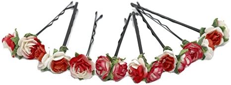 15 Red Paper Flower Bobby Pins, Rustic Wedding, Bridal, Hair Accessory (FL68)