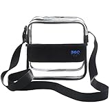 Clear Cross-Body Messenger Shoulder Bag, Available in 2 Sizes, PGA, NCAA & NFL Stadium Approved Transparent Purse, See Through Security Handbag