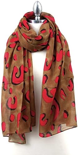 Horseshoe Print Shawl Scarf (Tan/Red)