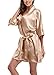 Women's Short Satin Kimono Robes Pure Color Sleepwear Bathrobe for Wedding Party