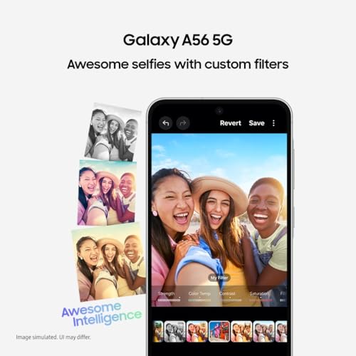 Samsung Galaxy A56 5G Smartphone, Awesome Intelligence, 8GB RAM, 256GB Memory Storage, 50MP Camera, Awesome Graphite, 3 Year Samsung Extended Warranty (UK Version)