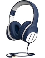 Kids Headphones with Microphone, KVIDIO Wired Headphones with Volume Limit 85dB/94dB and Sound Sharing Function, Foldable On Ear Headsets for Children,Boys,Girls,iPad,PC,Cellphone,School(Blue)