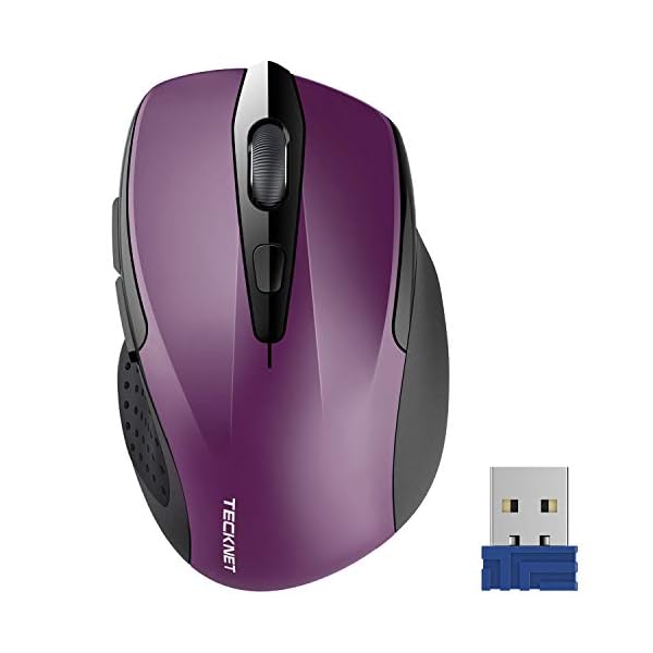 TECKNET Wireless Mouse, 2.4G Ergonomic Optical Mouse with USB Nano Receiver for Laptop, PC, Computer, Chromebook…