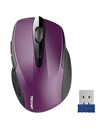 Mouse óptico ergonómico TeckNet Pro 2.4 G con nanorecibidor USB para portátil, ordenador, Chromebook, Macbook, 6 botones, batería de 24 meses, 5 niveles de ajuste de DPI.