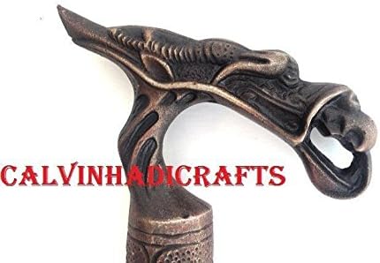 BUY BRASS CUSTOM HAND CARVED HORSE DRAGOON STICK-VINTAGE SOLID WALKING CANES