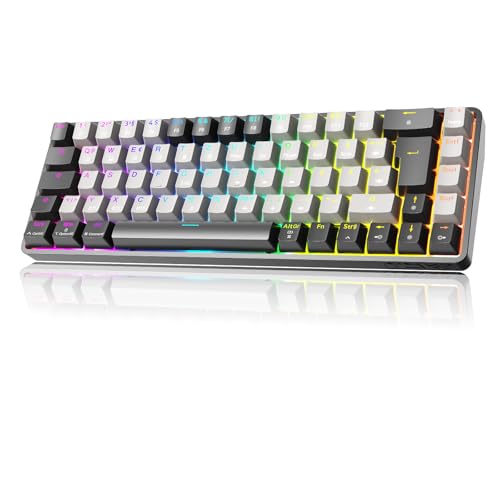 TMKB T68 Gaming Tastatur,60% Kabellos Mechanische RGB Tastatur mit Bluetooth/2.4G/Typ-C,Compact 68 Tasten Anti-Ghosting,Deutsches QWERTZ Layout,Red Li
