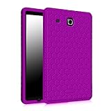 Fintie Silicone Case for Samsung Galaxy Tab E 9.6 - [Honey Comb Series] Light Weight [Anti Slip] Shock Proof Cover [Kids Friendly] for Tab E Wi-Fi/Tab E Nook/Tab E Verizon 9.6-Inch Tablet, Purple