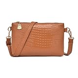 Shoulder Bag, Creazy Women Fashion Handbag Crocodile Pattern Shoulder Bag Small Tote Ladies Purse (Brown)