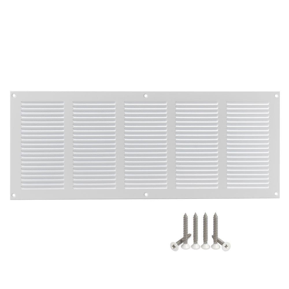 LIRAST 500x200mm / 20x8 inch White Metal Ventilation Grille - Air Vent Cover with Insect Mesh