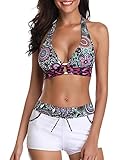 Century Star Women Swimsuit Halter Push Up Top Boyshort Bikini Set Two Piece Bathing Suit Swimwear