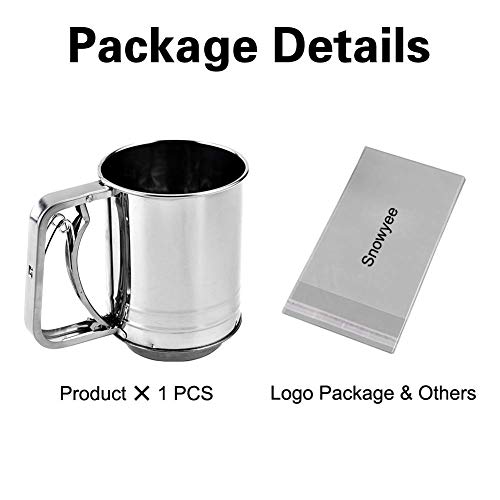 Flour Sifter, for Baking Stainless Steel 3 Cup Double Layers Sieve with Hand Press Design (1 Piece)