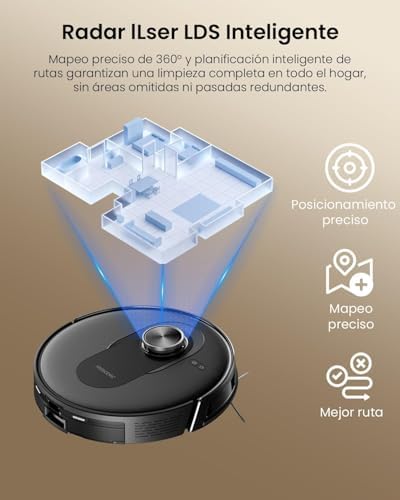Q8 MAX+ Potente aspirador robótico e esfregão 8000Pa/200 min, com navegação LDS e auto-evasão de obstáculos, base auto-esvaziante 3L, por app/comando/voz, tapete/pelos de animais/pavimentos