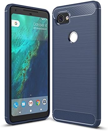 JOSHENYP for Google Pixel 2 XL Case, Soft TPU Brushed Texture Phone case Shock Resistant Flexible Friendly Protective Cover For Google Pixel 2XL (Blue)