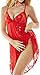 ADOREJOY Womens Babydoll Lingerie Set Plus Size Sleepwear(3XL,Red)