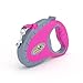 Durable 16ft Retractable Dog Leash +BONUS: Waste Bags Holder - Great for Small and Medium Dogs up to 44 pounds, Rubberized Soft Touch Handle, Pink.