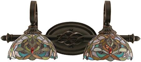 Toltec Lighting 162-DG-9905 Eleganté 2 Light Bath Bar with 7" Kaleidoscope Tiffany Glass, Dark Granite Finish