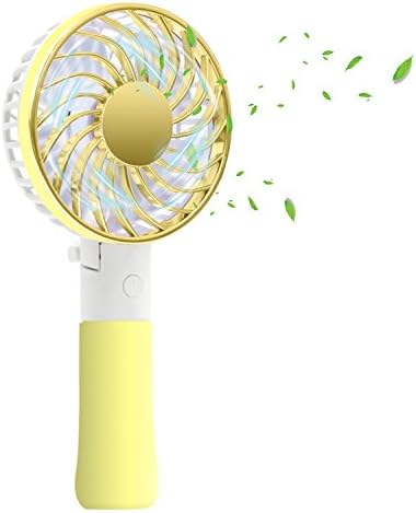 ANTYE Portable Mini Handheld Fan, Rechargeable Battery Operated Personal Cooling Fan with Adjustable 3 Speeds for Home, Outdoor, Travel, Office (Yellow)