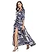 ROMWE Women's Bohemian Long Sleeve V neck Split Long Wrap Maxi Dress