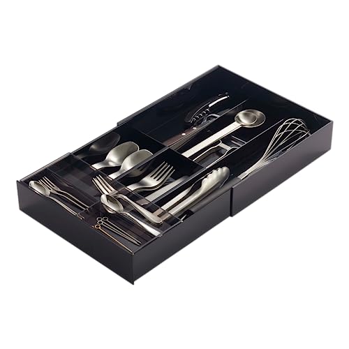 Yamazaki Tower Extended & Slide Cutlery, Steel, Black