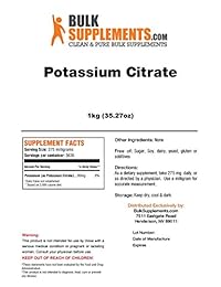 Polvo de citrato de potasio puro BulkSupplements, 1