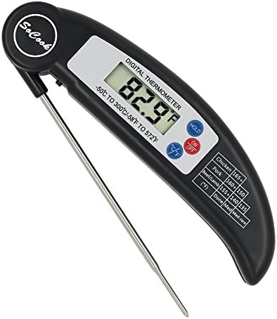 SoCook Digital Instant-Read Wireless Thermometer Food Meat Candy Thermometer for Cooking BBQ Grilling with AAA Battery and Meat Temperature Guide Table