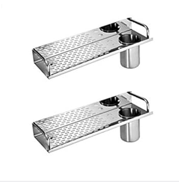 SBD Diamond Multi Purpose Stainless Steel Shelf with Tumbler Chrome Finished (Silver, 15x4.5-inch) - Pack of 2