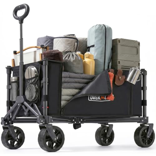 Overmont 3-in-1-120 L Folding Trolley with Wheels - Large Capacity - 100 kg - Lightweight and Compact Trolley with Wheels - for Camping, Beach, Garden, Shopping and Sports