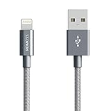 Apple MFi Certified Lightning Cable, ROMOSS 3.28 Feet (1M) Nylon Braided Lightning to USB Sync and Charging Cable for iPhone 7/7 Plus, 6s/6s Plus, 6/6 Plus, iPad Pro/Air 2, iPad Mini 4/3 - Space Grey