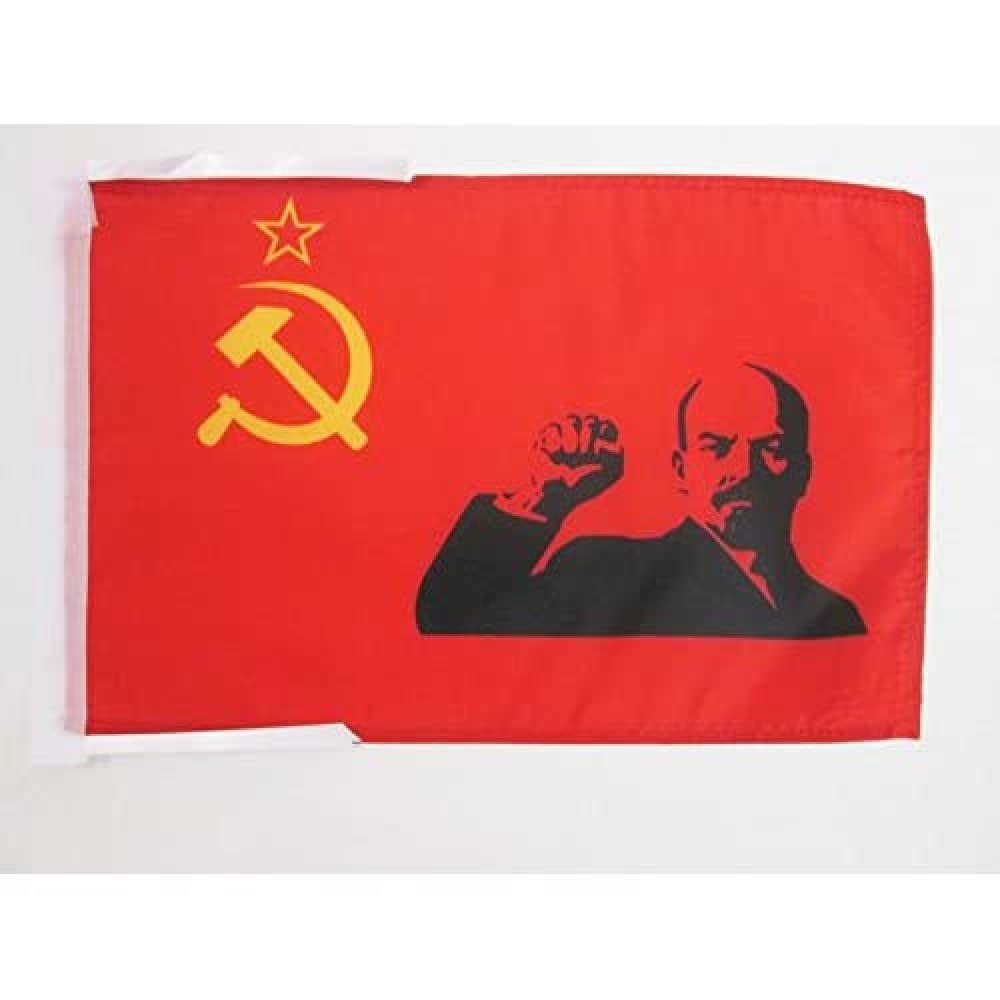 AZ FLAG - USSR with Lenin Raised fist Flag - 18'' x 12'' - 100% Polyester Soviet Union communist Small Banner with Two Cords - Fade Resistant - Vivid Colors - 18x12 in - 45x30 Cm