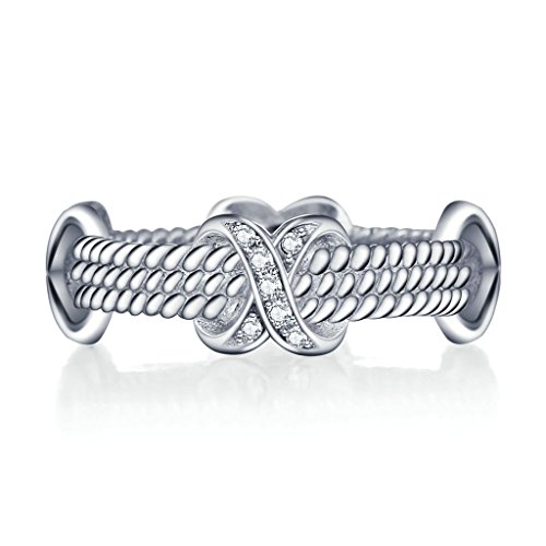 925 Sterling Silver Ring, Women's Wedding Bands Silver "X" Cross Ring with Cubic Zirconia Size 7 Epinki