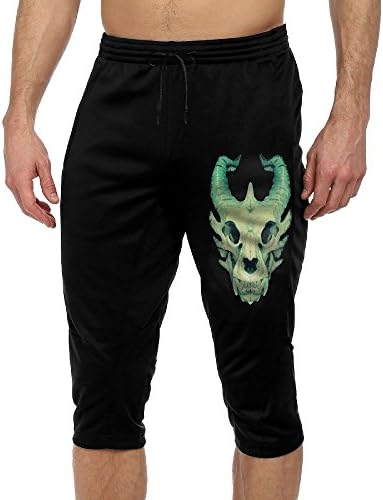 Men's Dragon Skull Cropped Trousers With Drawstring