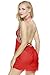 Bluetime Womens Lingerie Halter Babydoll Dress Lace Sleepwear Mini Nightwear (M, Red)