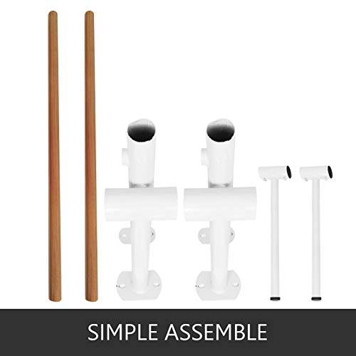Popsport Traditional Wood Portable Floor Single/Double Bar Ballet Barre 4/5FT Firm Ballet Bar Professional Height Floor Mount Ballet Barre Portable for Home Dance Barre Fitness Bar (4FT, White/Double) - Thumbnail 5