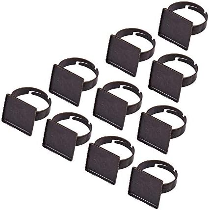 Pandahall 10pcs Antique Bronze Adjustable Brass Finger Ring Pad Blanks for Vintage Jewelry Making