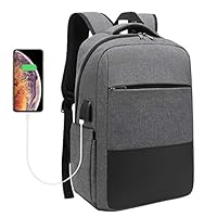 Laptop Backpack, Travel Computer Bag with USB Charging Port, Sunglass Bandage and Water Resistant,Fits Under 15.6 in Laptop Notebook, Slim Durable Laptop Bag for Business, College (Grey)