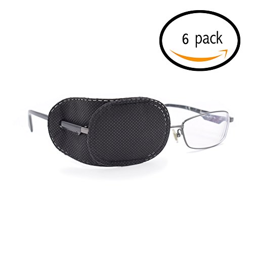 FCAROLYN 6pcs Eye Patch for Glasses to Treat Lazy Eye / Amblyopia / Strabismus,Black