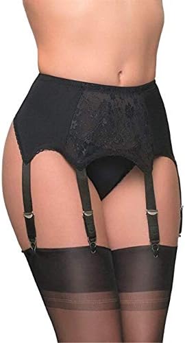 Women's Stockings Garter Belt Suspender with 6 Adjustable Straps 12 Metal Clips Suspender Belt Thigh High Stocking