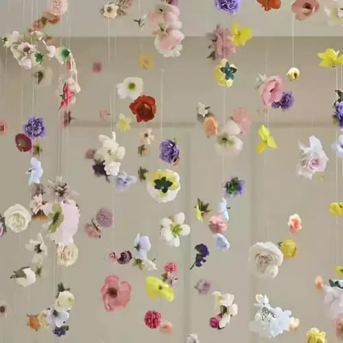 20 Pcs Artificial Flower Garlands, Hanging Wildflower Backdrop Decoration, Faux Silk Flower Vines for Wedding Arch, Garden Wall, and Party Floral Decor