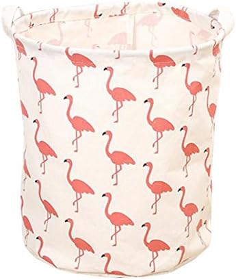Flamingo Storage Bin Canvas Laundry Basket Toy Organizer for Kid's Room &amp; Nursery - Laundry Hamper/ Toy Storage/ Storage Basket (Red)